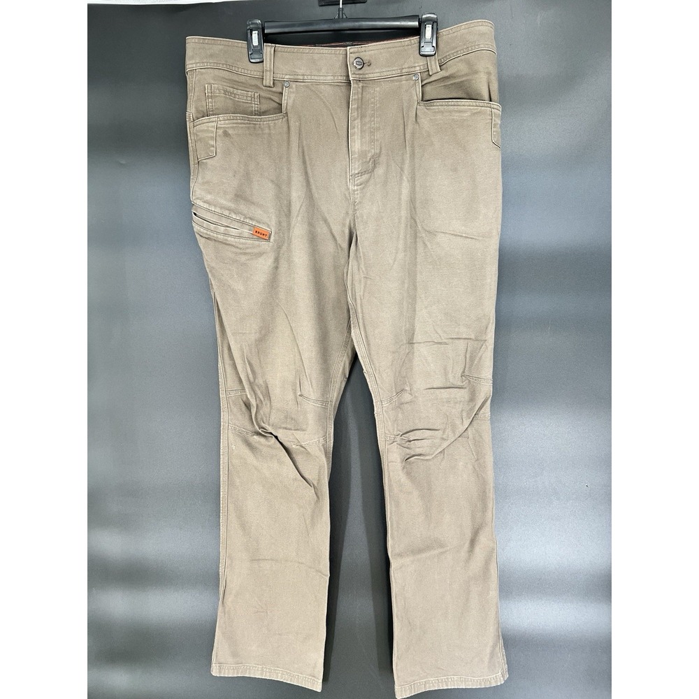 BRUNT The Torra Work Pants Mens 38x32 Brown Canvas Relaxed Tapered Stretch